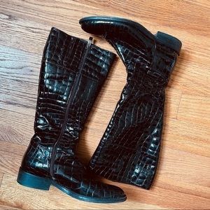 Marina Rinaldi Crocodile Leather Knee Boots